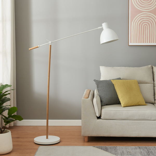 Golvlampa Banchory Metall 163 cm Träutseende/Vit [lux.pro]