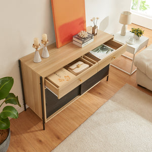 TV-bänk Tysnes 120x40x75 cm Ek/Svart [en.casa]