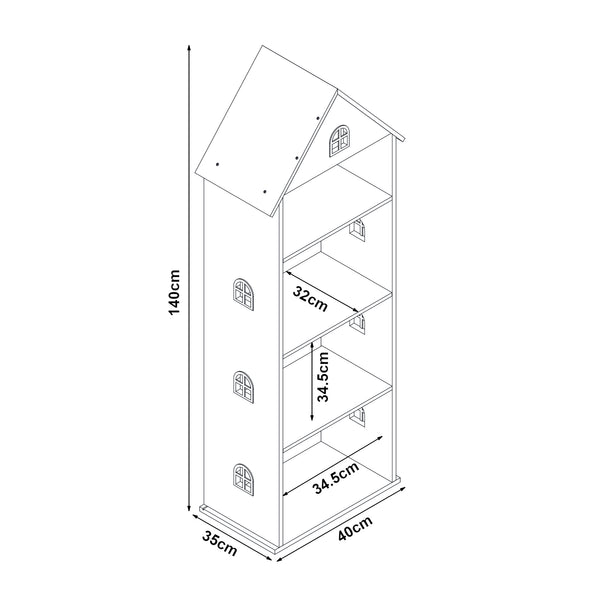 Barnhylla Vipsali 140x40x35 cm Vit/Rosa [en.casa]