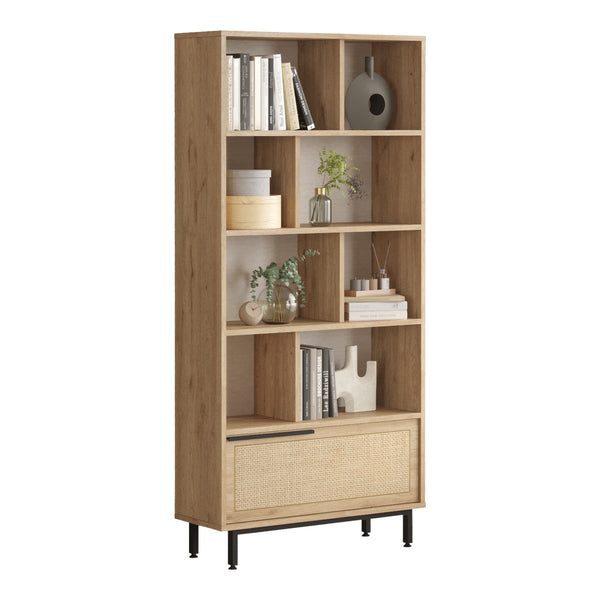 Bokhylla Kvænangen 176x84x30 cm Eklook/Rattanlook [en.casa]