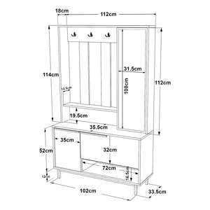 Kompaktgarderob Kvænangen 78x112x36 cm Ek/Rattanutseende [en.casa]