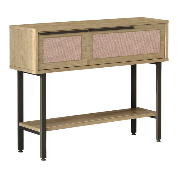 Konsolbord Kvænangen 100x30x76 cm Ek/Rattanutseende [en.casa]