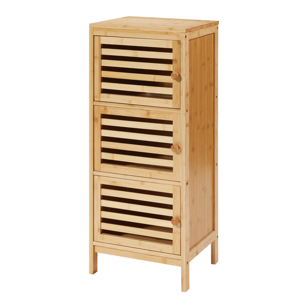 Sidobord med 3 dörrar Ypäjä 82x33x27 cm bambu [en.casa]