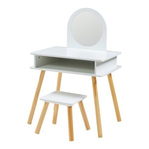 Barnsminkbord med pall Ovanåker Vit/Natur [en.casa]