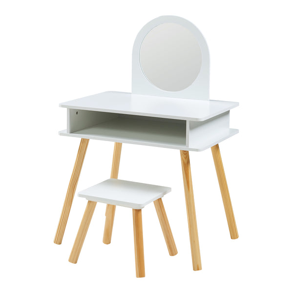 Barnsminkbord med pall Ovanåker Vit/Natur [en.casa]