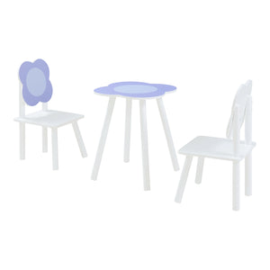 Möbelset Simrishamn bord och 2 stolar lila vit [en.casa]