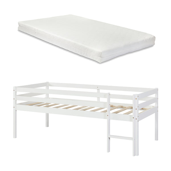 Barnsäng Siikalatva med madrass 90x200cm Vit [en.casa]