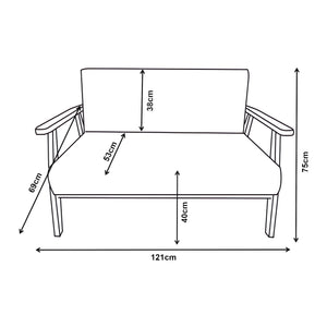 2-sits stoppad soffa Kinda 121x69x75 cm Grå [en.casa]