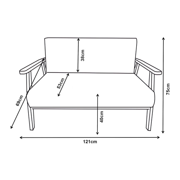 2-sits stoppad soffa Kinda 121x69x75 cm Grå [en.casa]