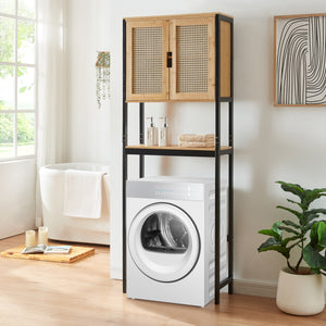 Toalettsskåp Tervola 172x63x27 cm Svart/Bambu [en.casa]