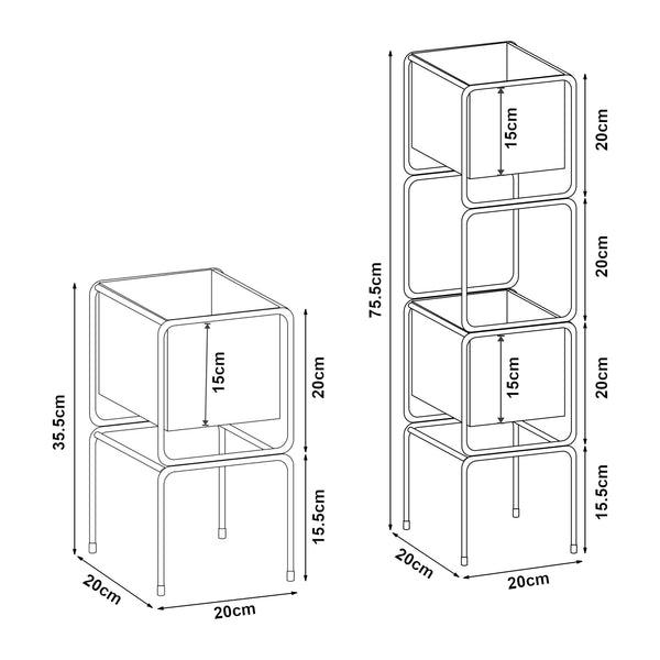 Växtställ Sveio 2-pack Metall Svart [en.casa]