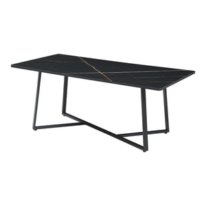 Soffbord Riskiften 120x60x48 cm marmorutseende, svart [en.casa]
