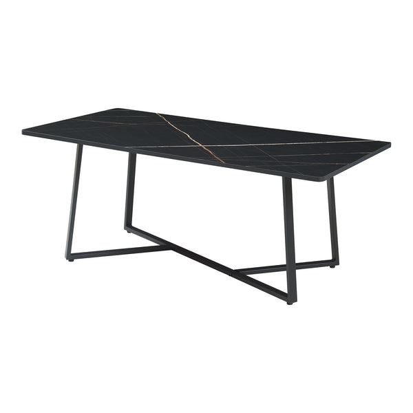 Soffbord Riskiften 120x60x48 cm marmorutseende, svart [en.casa]