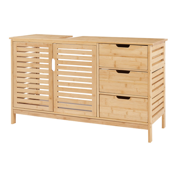 Tvättställsskåp Boksereys 60x100x35 cm Bambus Natur [en.casa]