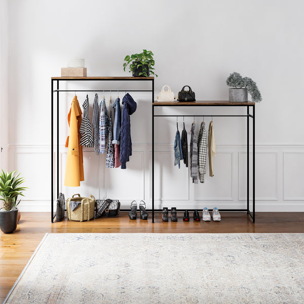 Garderobsställ Skestbyena av två element 140x240x40 cm Svart/Valnötlook [en.casa]