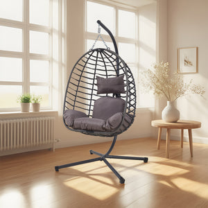 Hängstol Kandsvas med stativ 198x110x95 cm Grå [en.casa]