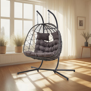 Dubbel hängstol Skense med ram 198x156x98 cm Grå [en.casa]