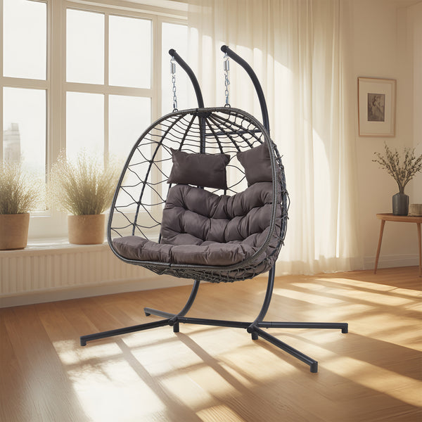 Dubbel hängstol Skense med ram 198x156x98 cm Grå [en.casa]