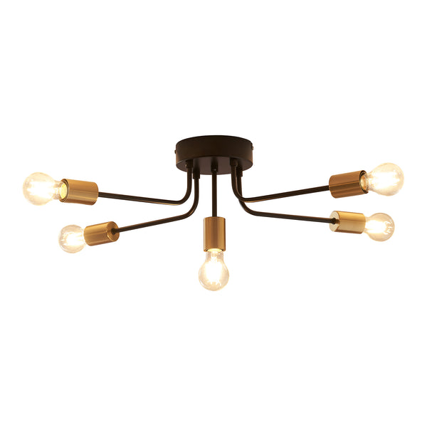 Taklampa Benfleet 5 x E27 Svart/Mässingsfärgad [lux.pro]