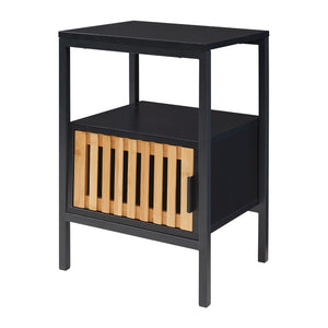 Nattduksbord Luniehti 58x40x33 cm Svart/Natur [en.casa]