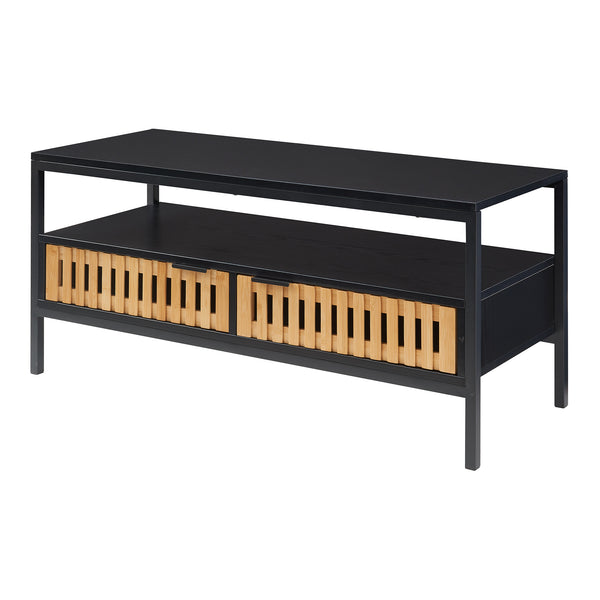 Soffbord Luniehti 100x40x48 cm Svart/Natur [en.casa]