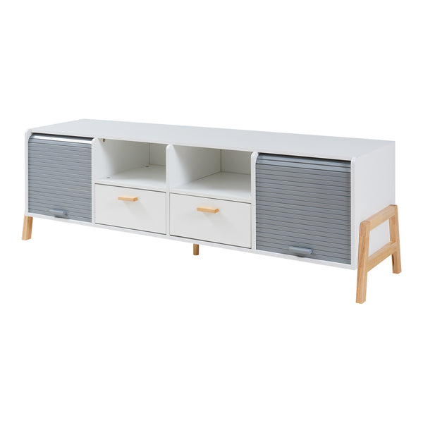TV-bänk Kvaefjord 160x40x52 cm Vit/Grå [en.casa]