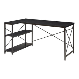 Skrivbord Raundsvalt med 1 hylla L-formad 137x88x75 cm Svart [en.casa]