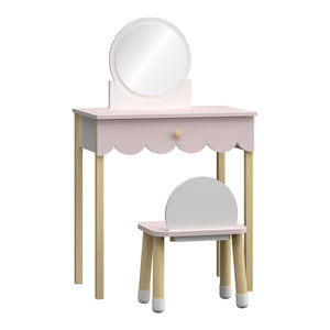 Barnsminkbord med stol Vestnes Cotton Candy/Vit [en.casa]