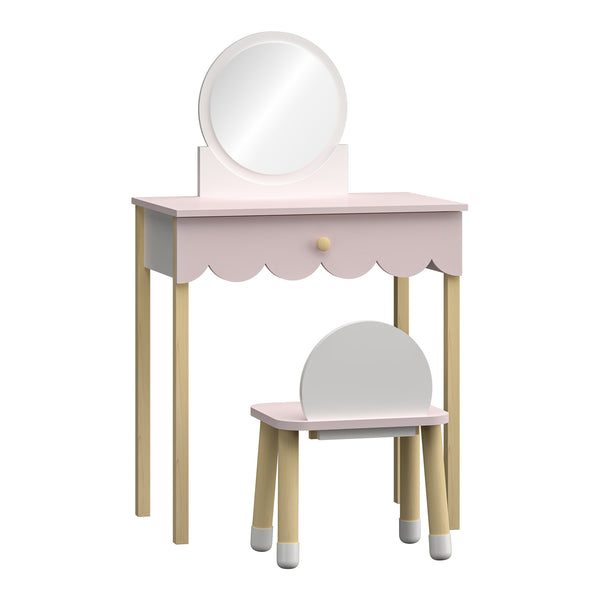 Barnsminkbord med stol Vestnes Cotton Candy/Vit [en.casa]