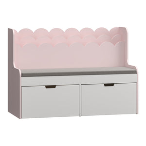 Barnsitsbänk med hylla Vestnes 100x45x70 cm Cotton Candy/Vit [en.casa]