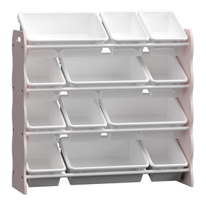 Barnhylla Vestnes med 12 förvaringslådor 78x86x27 cm Cotton Candy/Vit [en.casa]