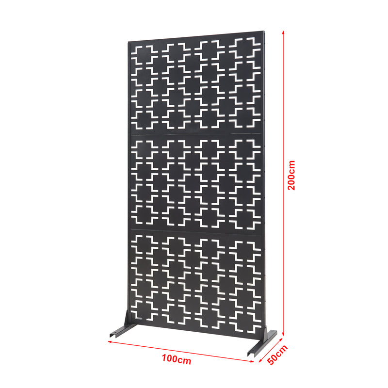 Måttskiss Inomhusavskiljare Aaskis Stål 200x100x50 cm Svart [casa.pro]