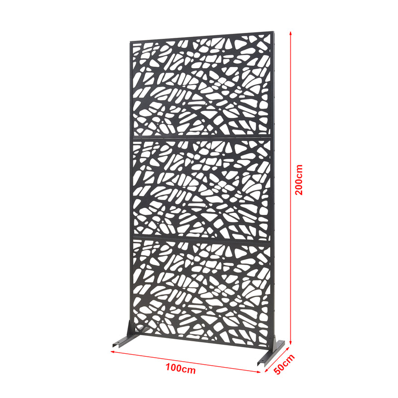Måttskiss Inomhusavskiljare Poskind Stål 200x100x50 cm Svart [casa.pro]
