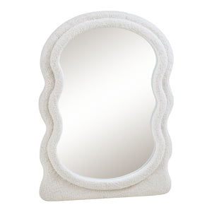 Väggspegel Brummen med ram i teddytyg 80x60 cm Vit [en.casa]