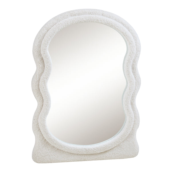 Väggspegel Brummen med ram i teddytyg 80x60 cm Vit [en.casa]