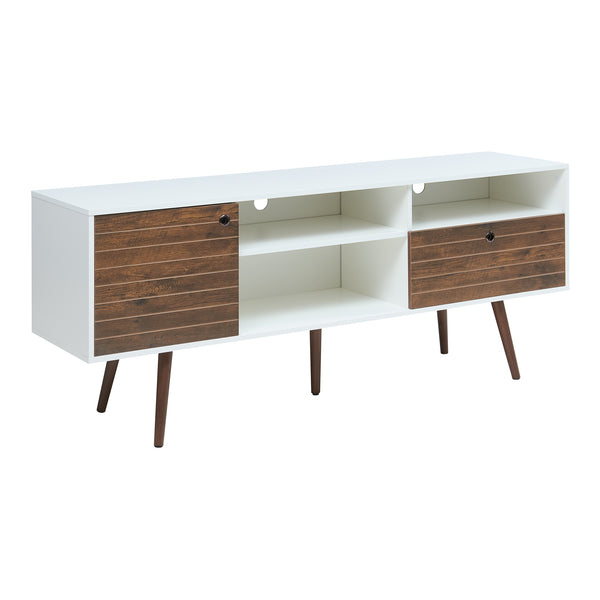 Tv-bänk Vare 165x40x65,5 cm vit valnötsfärg [en.casa] 