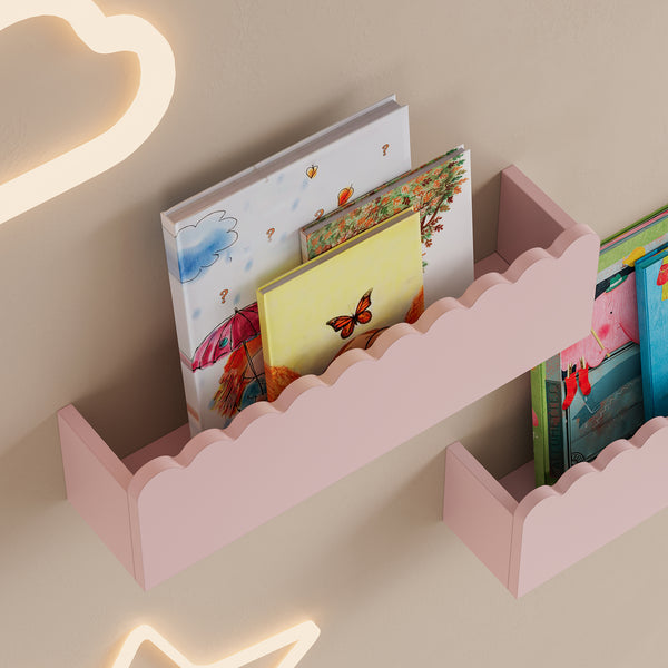 Barnväggshylla 2-pack Vestnes 40x10x10 cm Cotton Candy [en.casa]