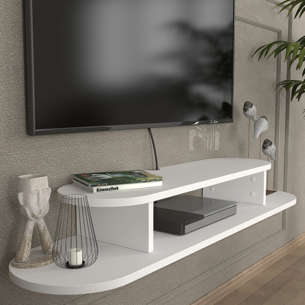 TV-lågt bord hängande Targema 120x30x16 cm Vit [en.casa]