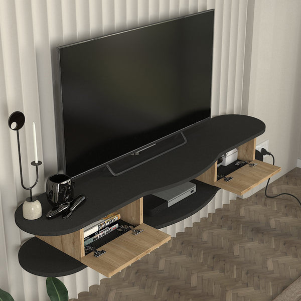 TV-lågt bord hängande Nyskiri 150x35x19 cm Antracit/Eklook [en.casa]