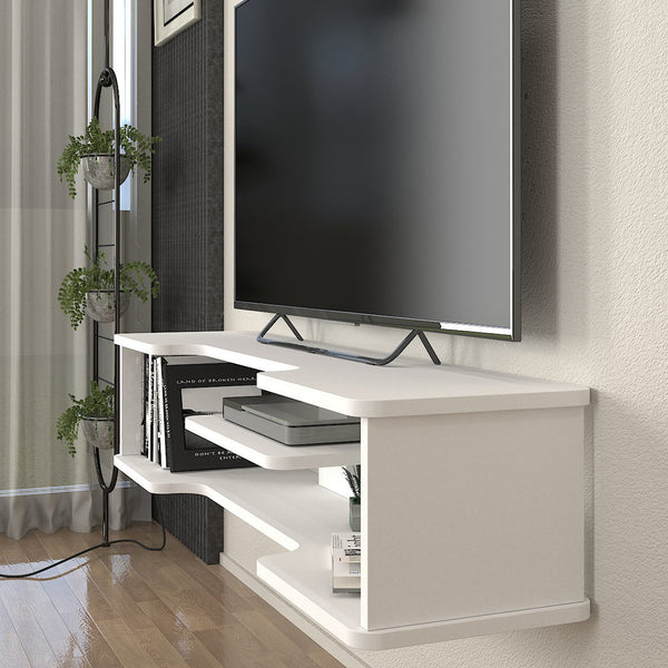 TV-lågt bord hängande Yrela 120x30x26 cm Vit [en.casa]