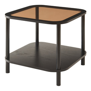 Sidobord Latama med glasskiva 51x51x45 cm Svart/Bronsglas [en.casa]