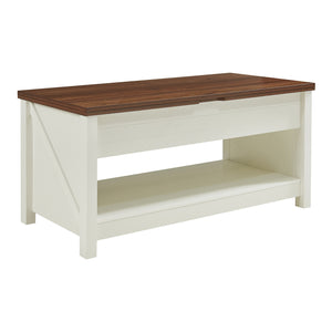 Soffbord Kasama med lyftskiva och förvaringsutrymme 110x55x54 cm valnötslook/vitt [en.casa]