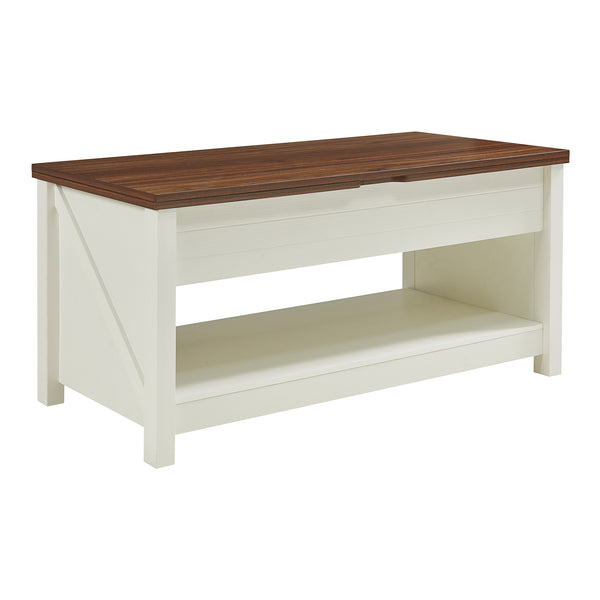Soffbord Kasama med lyftskiva och förvaringsutrymme 110x55x54 cm valnötslook/vitt [en.casa]