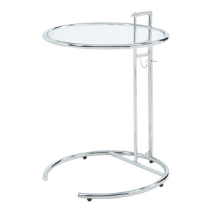 Höjdjusterbart sidobord Stare 50x57-77 cm Glas Transparent/Kromfärgat [en.casa]