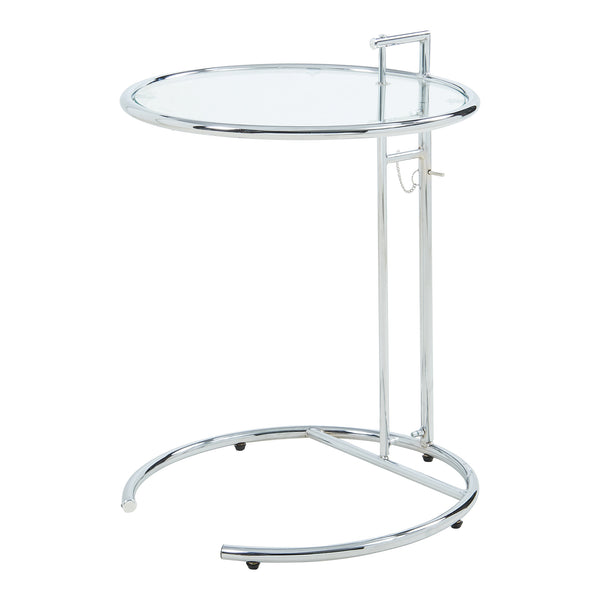 Höjdjusterbart sidobord Stare 50x57-77 cm Glas Transparent/Kromfärgat [en.casa]