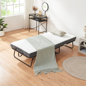 Metallfällsäng Borjavle med madrass 200x90cm Svart [en.casa]