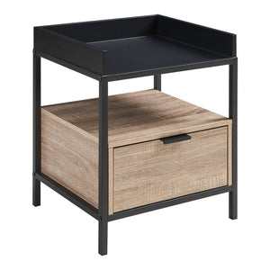 Nattduksbord Belana 51x40x35 cm Svart/Eklook [en.casa]