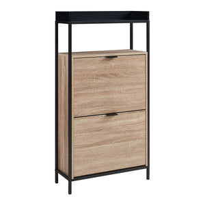 Skobänk Belana med 2 luckor 116x60x24 cm Svart/Eklook [en.casa]