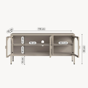 Vitrinskåp-Sideboard Klippestad Stål 118x35x55 cm Kamelfärgad [en.casa]
