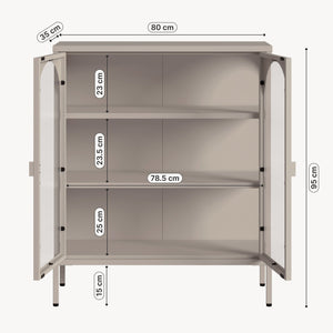 Vitrinskåp-Sideboard Klippestad Stål 95x80x35 cm Kamelfärgat [en.casa]